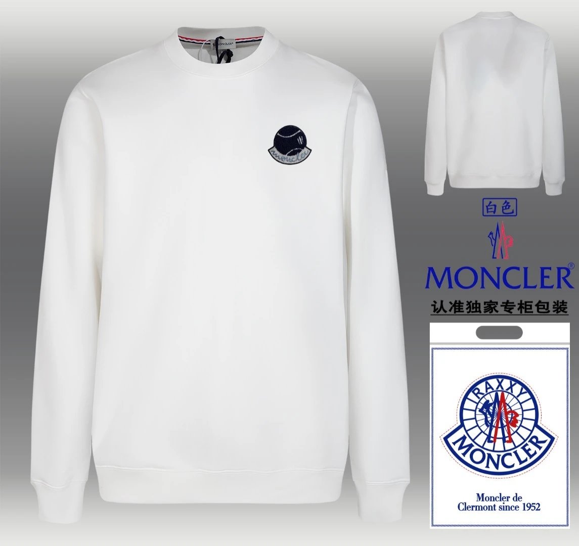 Moncler Tennis Badge Crewneck White Navy