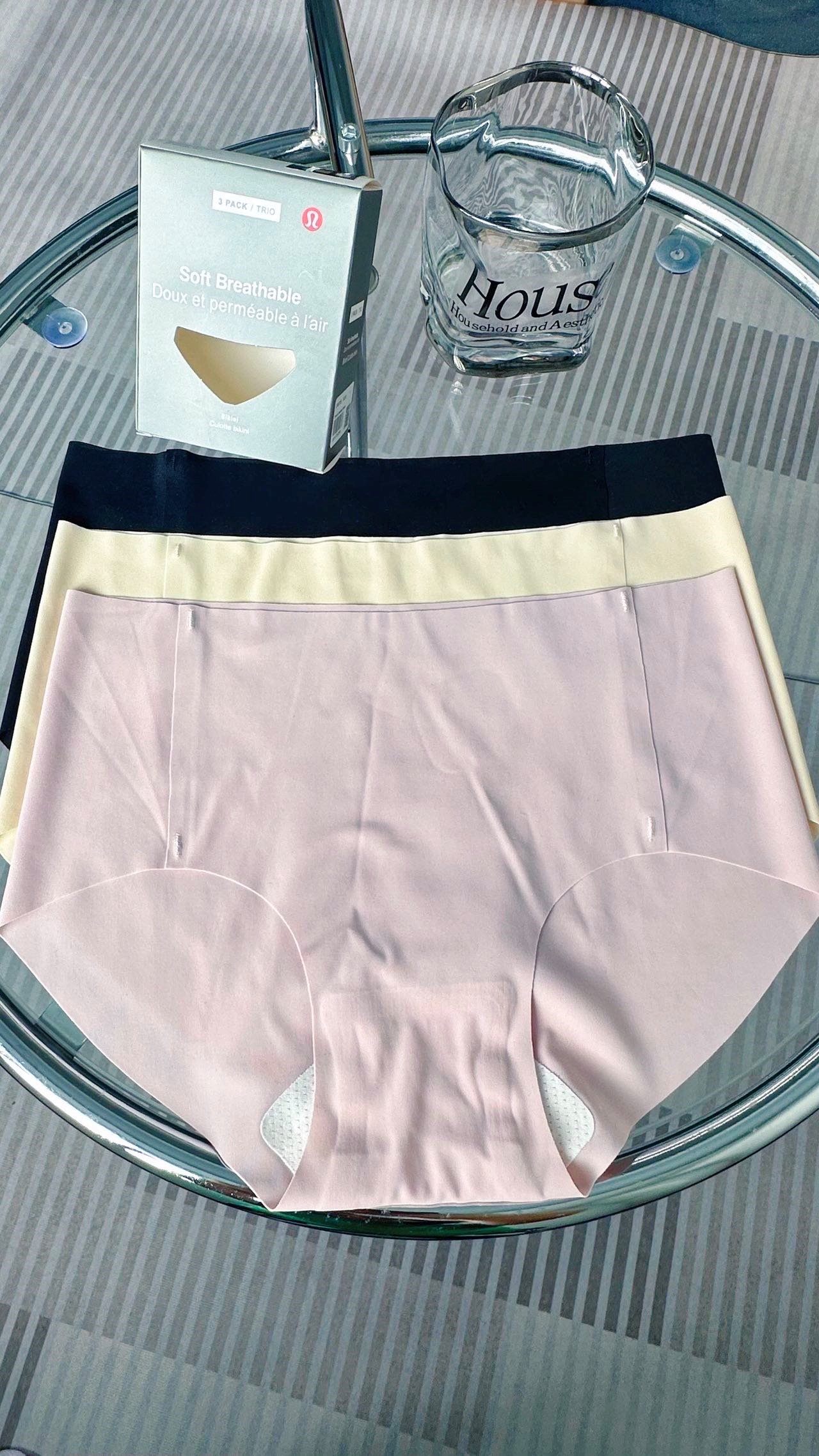 Lululemon Soft Breathable Women's High-Rise Brief Underwear 3-Pack Pink Beige Navy