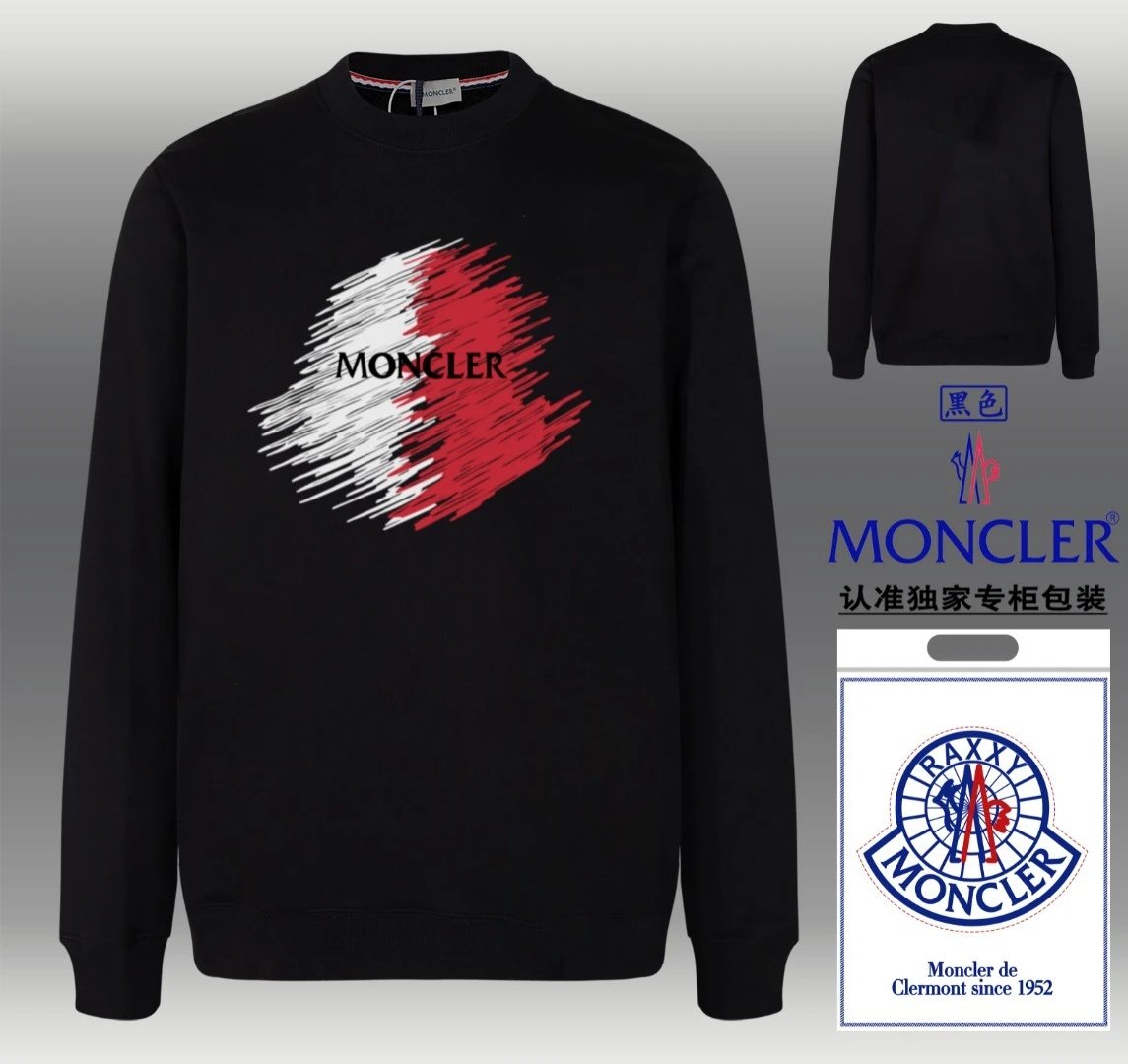 Moncler Brushstroke Logo Crewneck Black White Red
