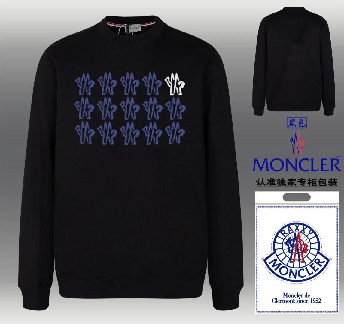 Moncler Repeat Logo Crewneck Black Blue