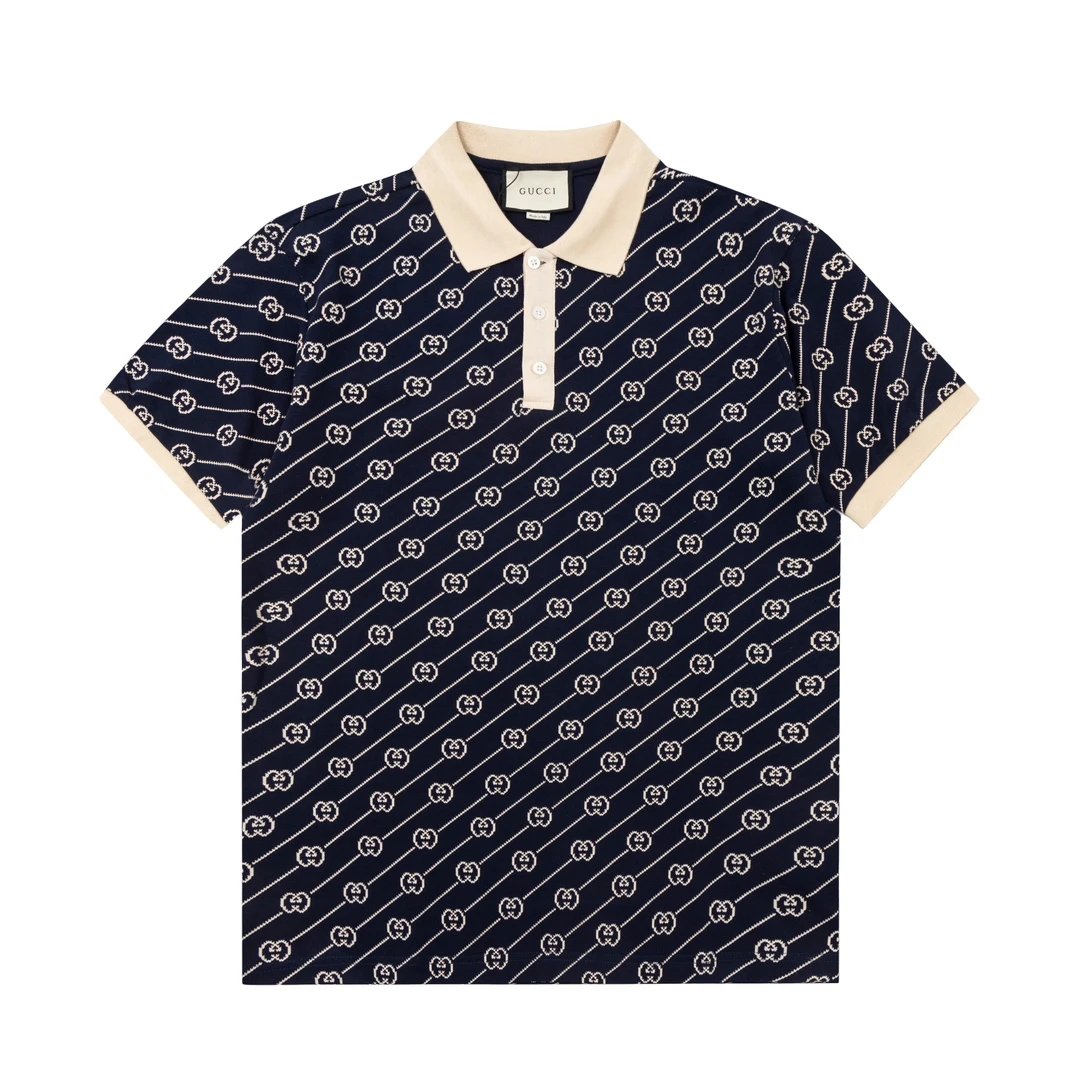 Gucci GG All Over Print Polo Blue Orange