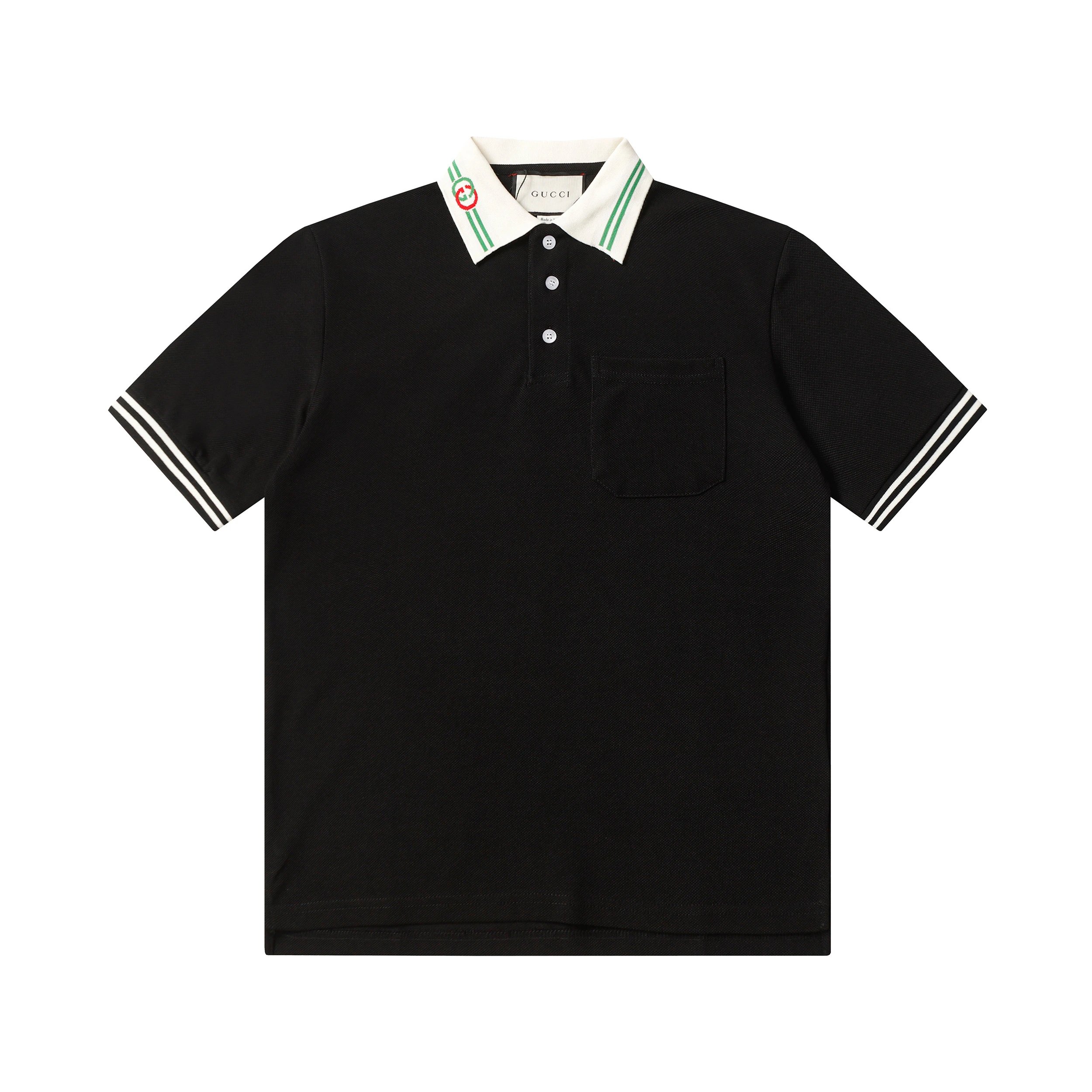 Gucci GG Jacquard Contrast Sleeve Polo Navy Ivory