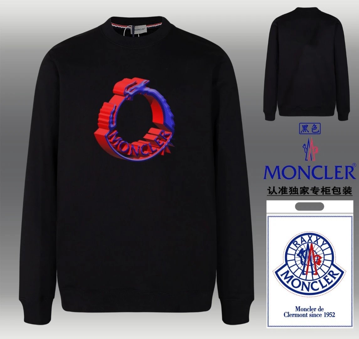 Moncler 3D Ring Logo Crewneck Black Red Blue