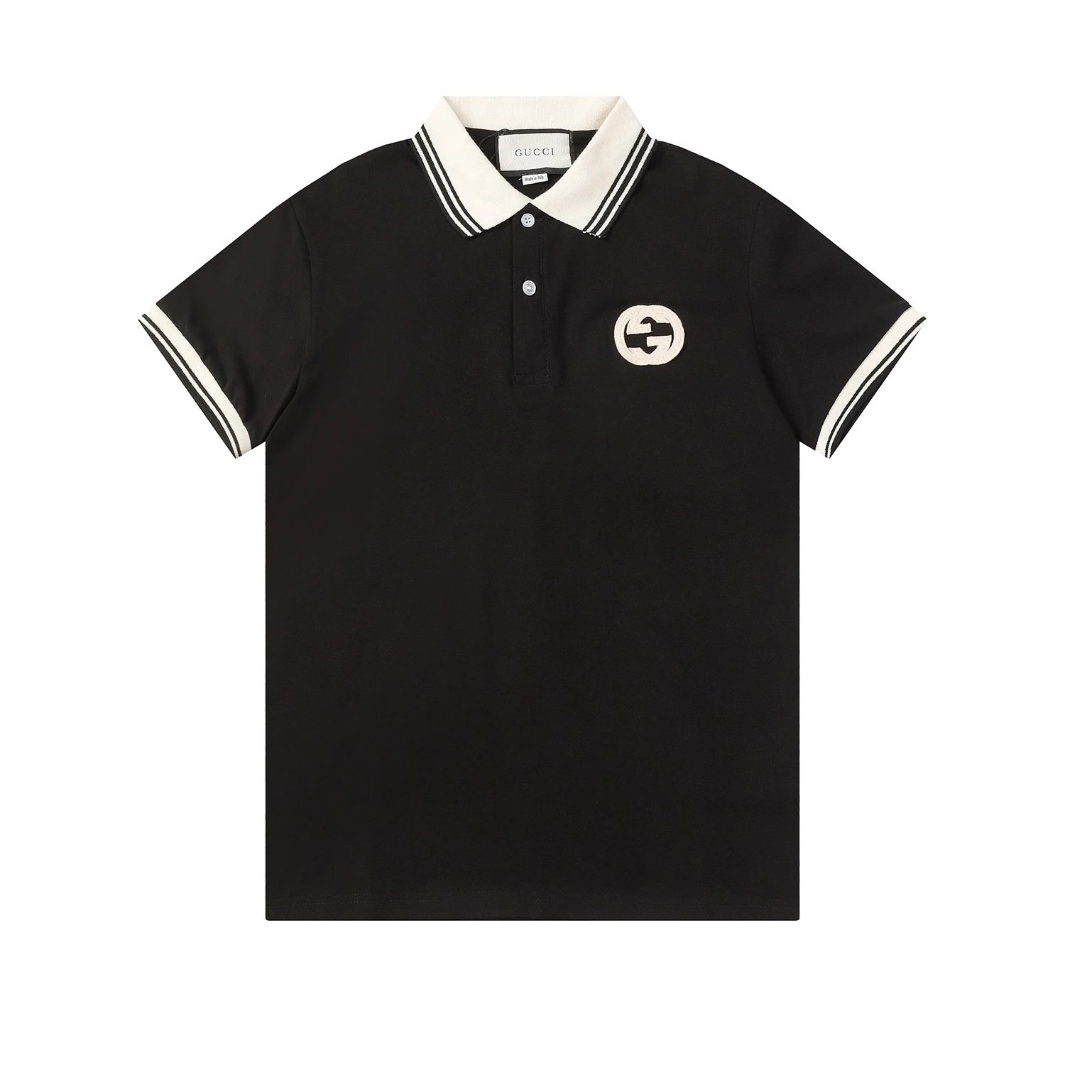 Gucci Interlocking GG Patch Polo Shirt Black/Ivory