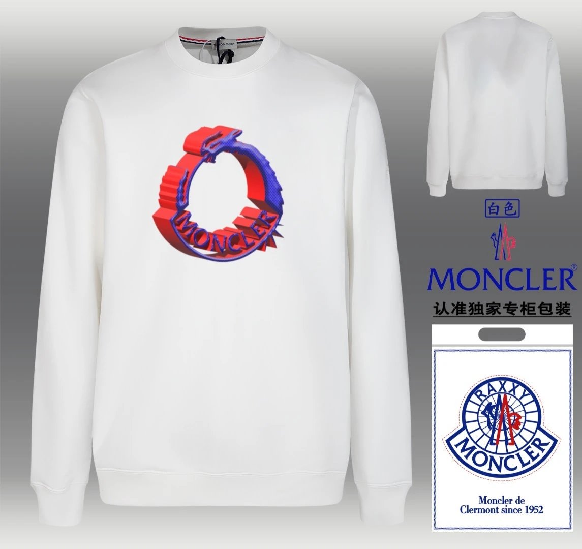 Moncler 3D Ring Logo Crewneck White Red Blue