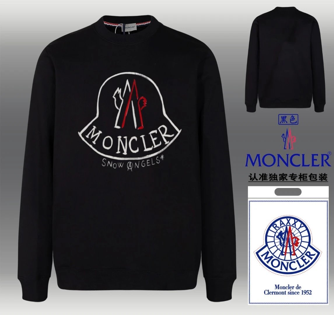 Moncler Snow Angels Logo Crewneck Black