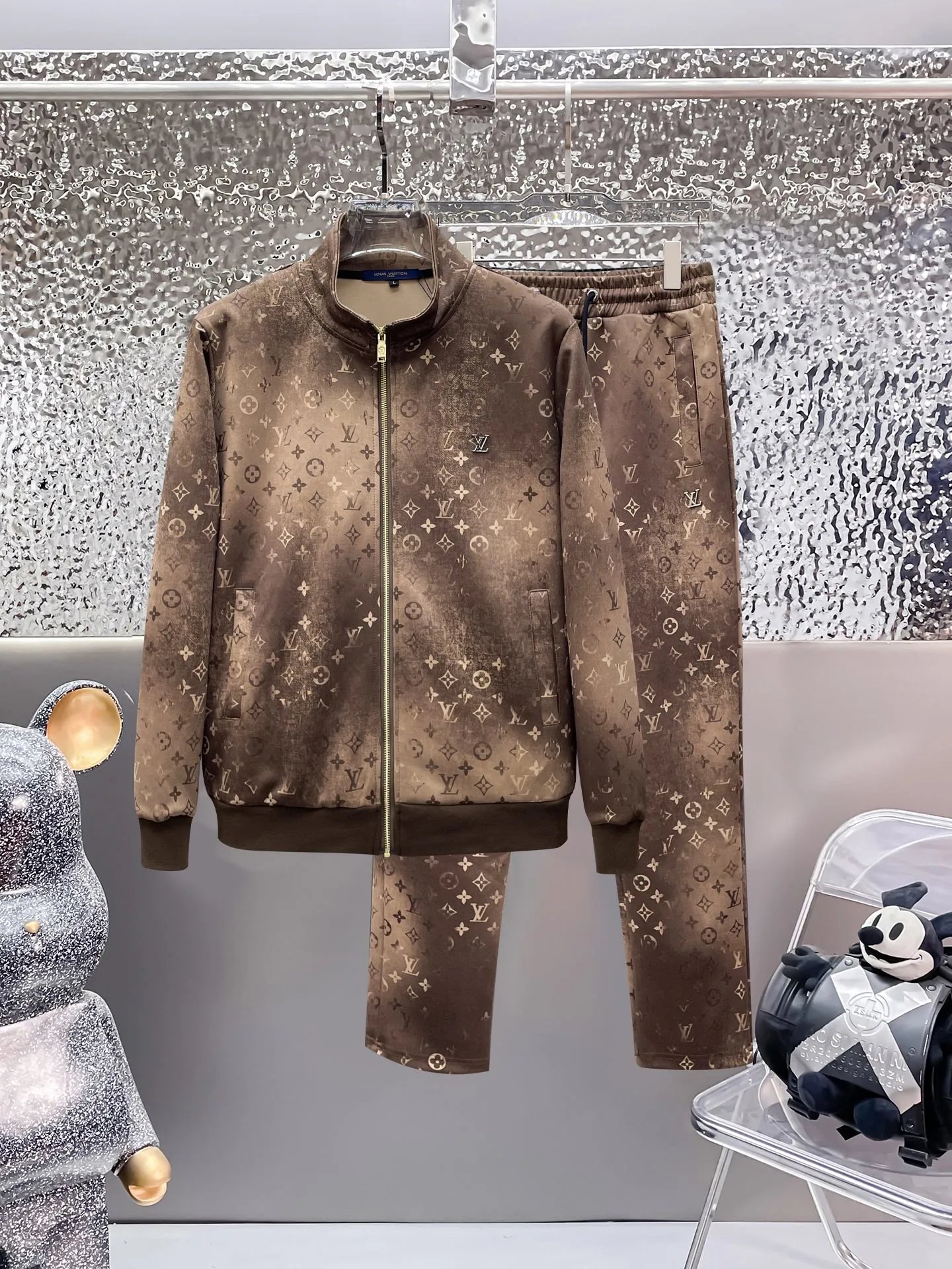 Louis Vuitton Monogram Logo Hoodie and Sweatpants Set Black - 6