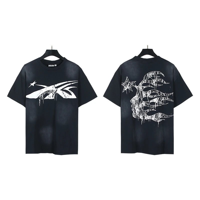 Hellstar X Star Graphic Tee Black White