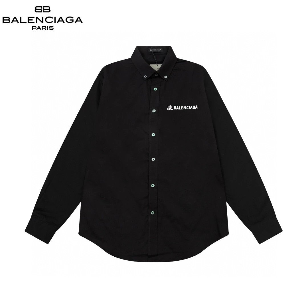Balenciaga Alipay Collab Logo Button-Up Shirt Black