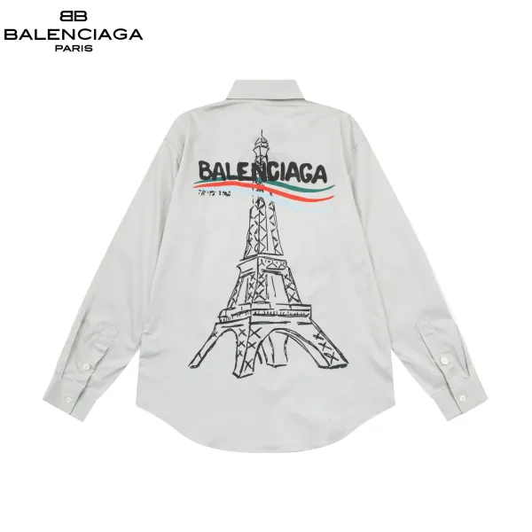 Balenciaga BB Logo Embroidered Black Shirt - 22