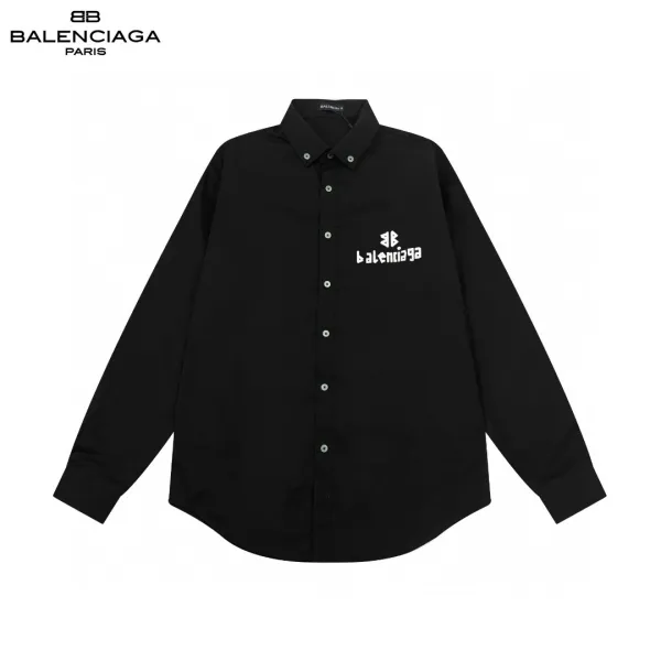 Balenciaga BB Logo Embroidered Black Shirt - 6