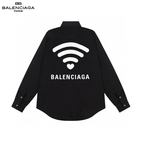 Balenciaga BB Logo Embroidered Black Shirt - 5
