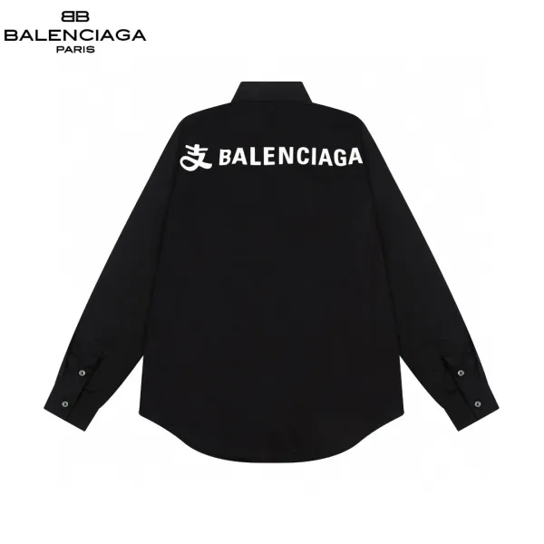 Balenciaga BB Logo Embroidered Black Shirt - 15