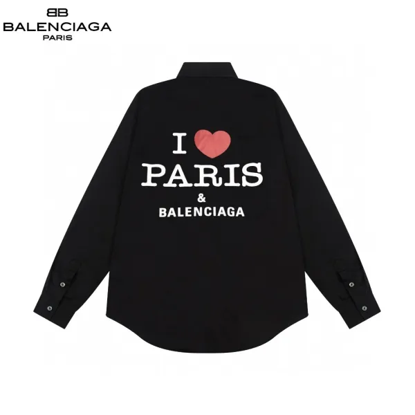 Balenciaga BB Logo Embroidered Black Shirt - 7