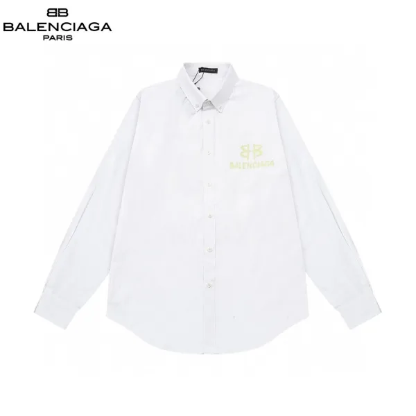 Balenciaga BB Logo Embroidered Black Shirt - 12