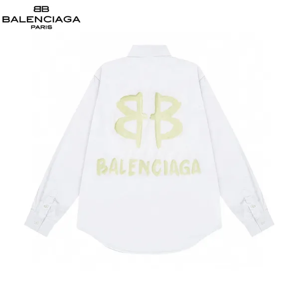 Balenciaga BB Logo Embroidered Black Shirt - 11