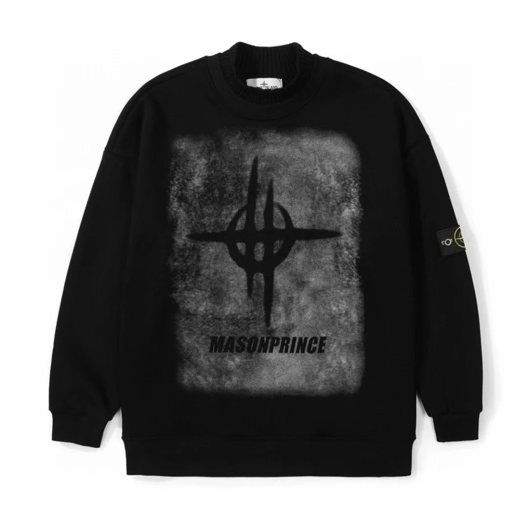 Stone Island Classic Crewneck Black Sweatshirt Sweater - 14