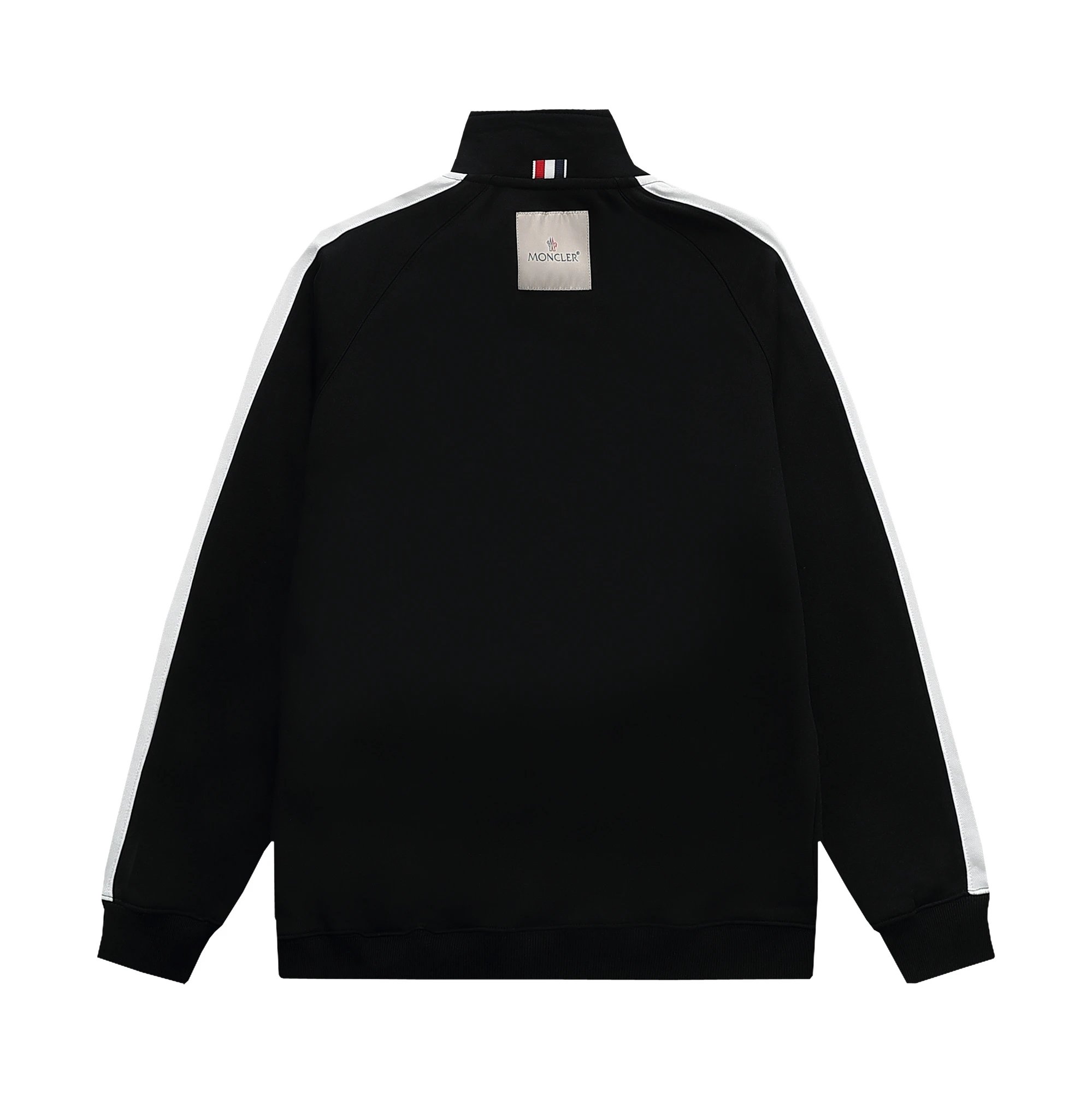 Moncler Windbreaker Jacket Black with Logo Stripe Sleeve - 5