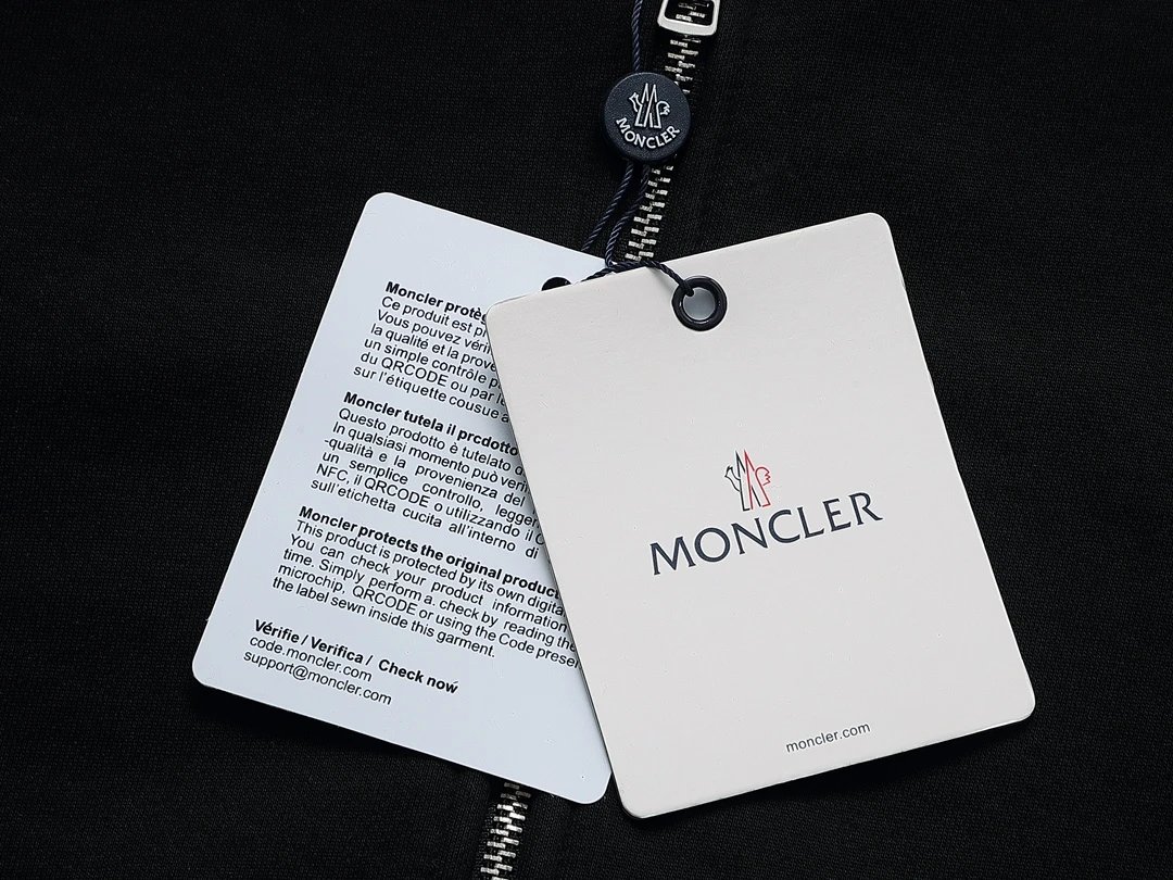 Moncler Windbreaker Jacket Black with Logo Stripe Sleeve - 12