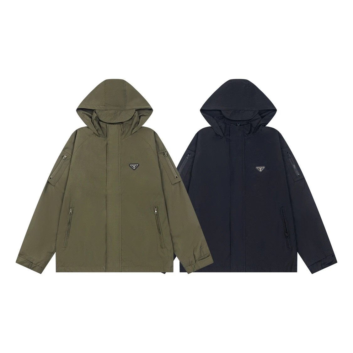 Prada Re-Nylon Hooded Windbreaker Black Outerwear - 4