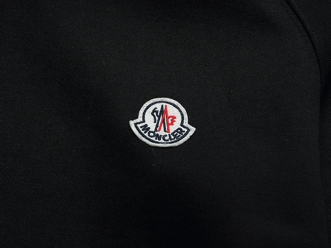 Moncler Windbreaker Jacket Black with Logo Stripe Sleeve - 7