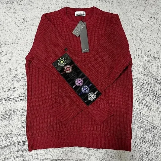 Stone Island Knitwear Ribbed crewneck knit sweater with compass sleeve badge product detail image 11