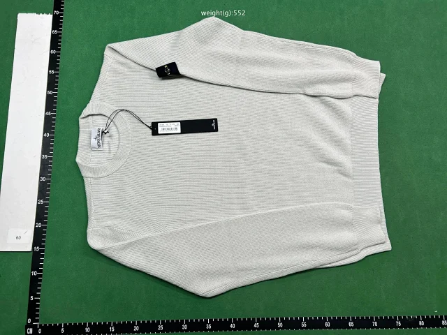 Stone Island Knitwear Ribbed crewneck knit sweater with compass sleeve badge product detail image 6