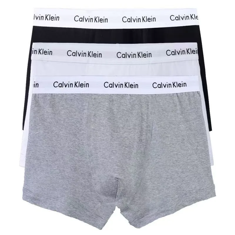 CK Men's Pure Cotton Boxer Briefs with White Waistband