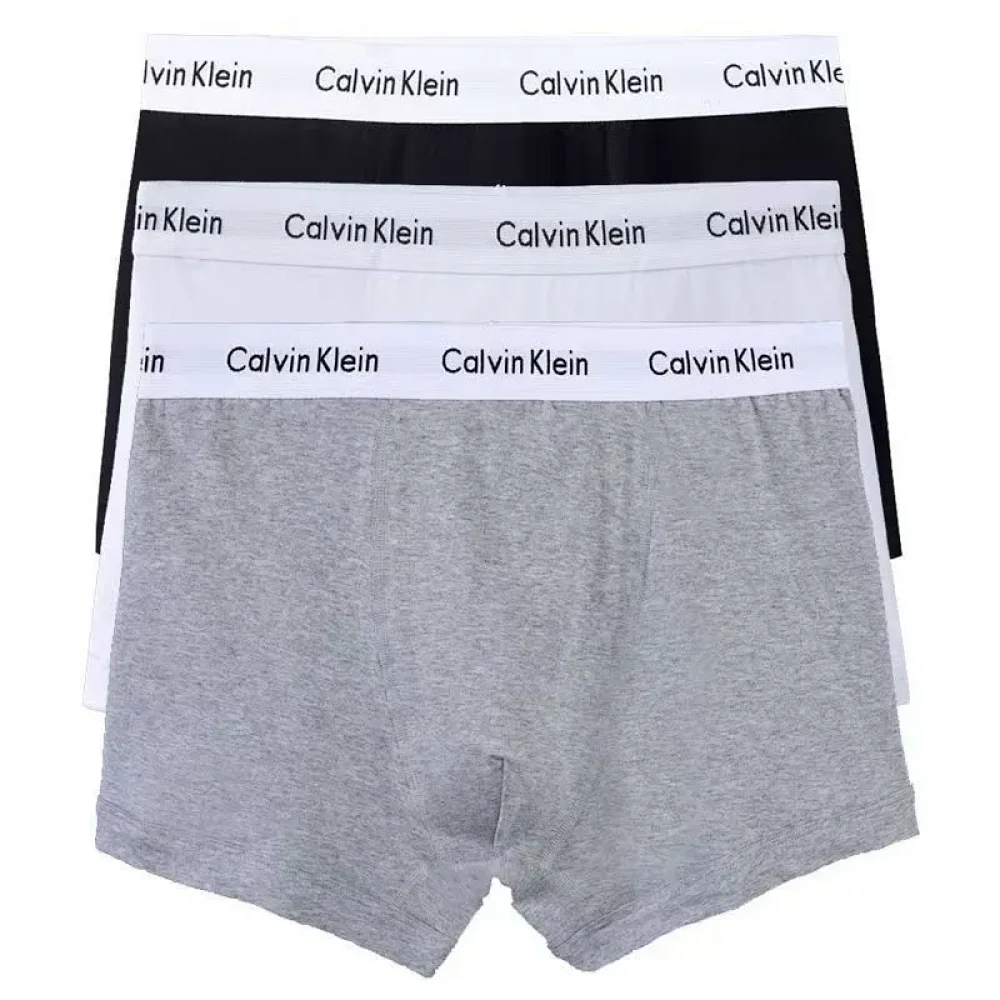 CK Men's Pure Cotton Boxer Briefs with White Waistband
