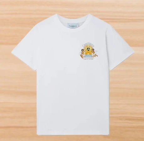Casablanca White Lago Totem Embroidered Cotton T-Shirt