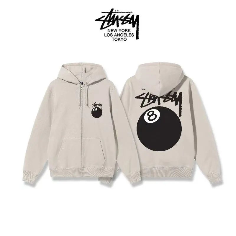 Stüssy Shanghai Zip-Up Hoodie White - 14