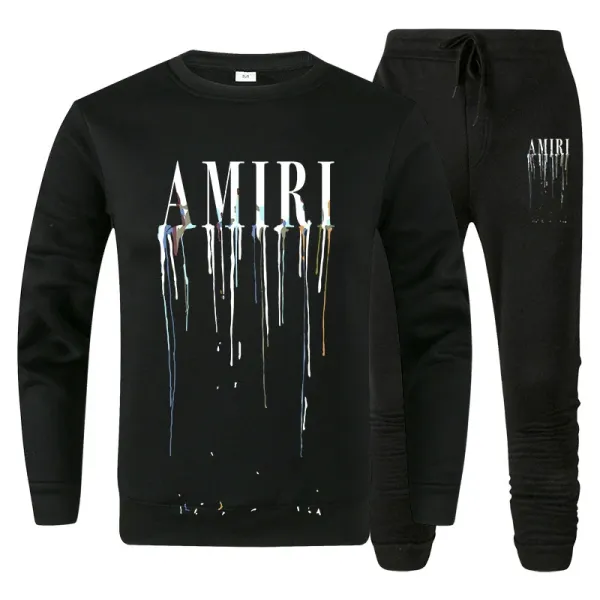 Amiri Drip Logo Hoodie and Joggers Set White - 13