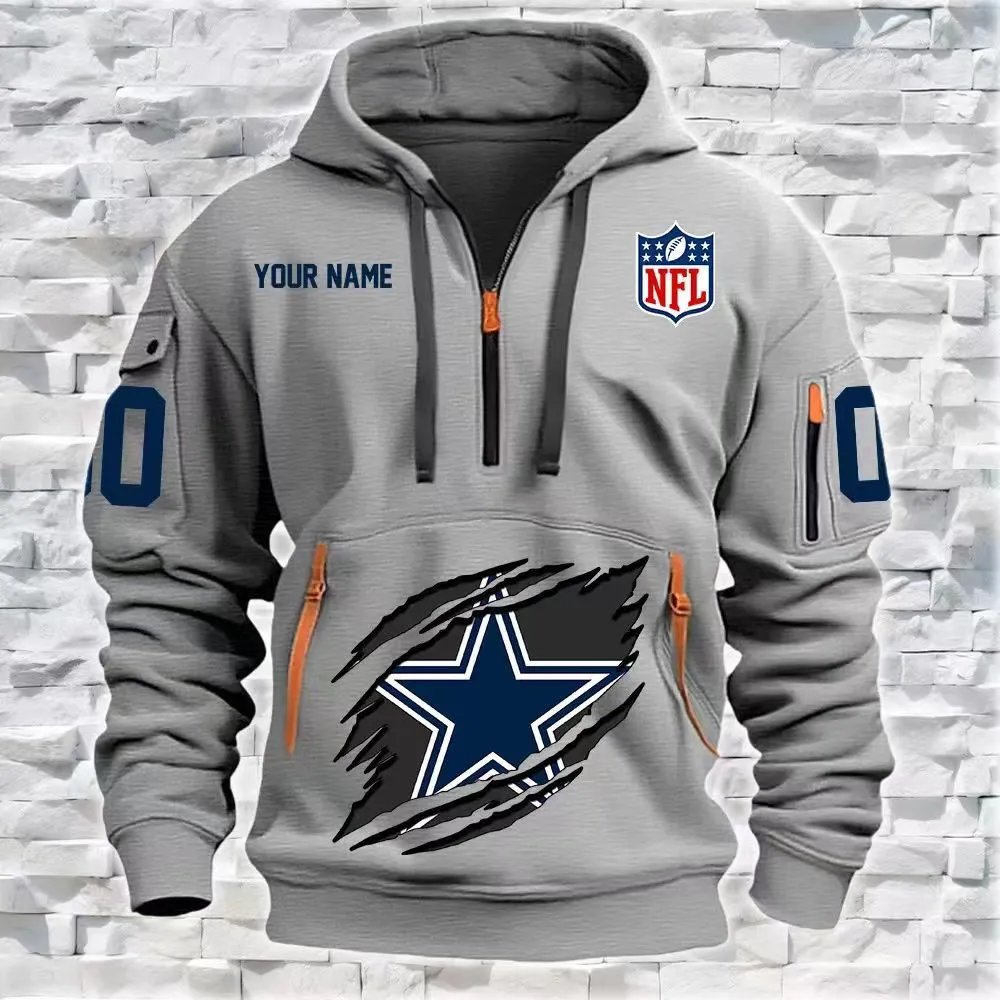 Philadelphia Eagles NFL Custom Name Half-Zip Hoodie Black - 12