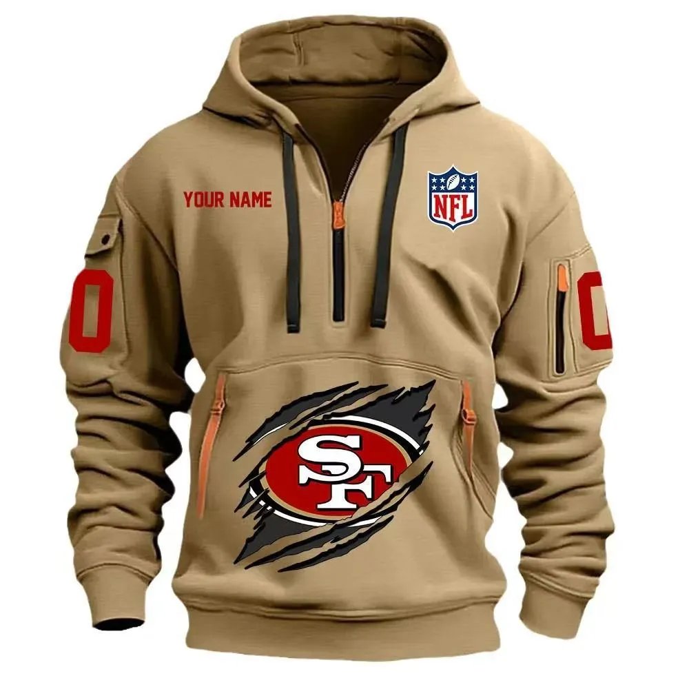 Philadelphia Eagles NFL Custom Name Half-Zip Hoodie Black - 13