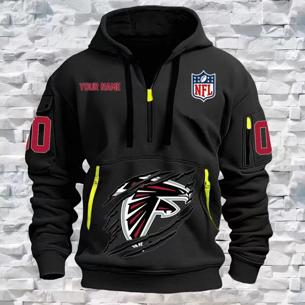 Philadelphia Eagles NFL Custom Name Half-Zip Hoodie Black - 14