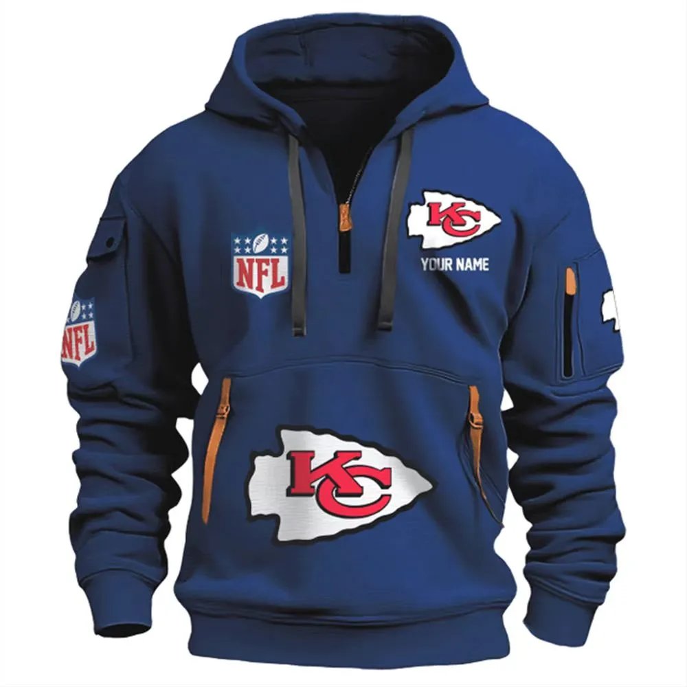 Philadelphia Eagles NFL Custom Name Half-Zip Hoodie Black - 16