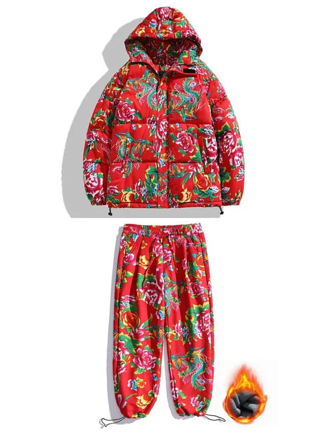 Unbranded Coats Hooded floral-print padded long coat product detail image 11