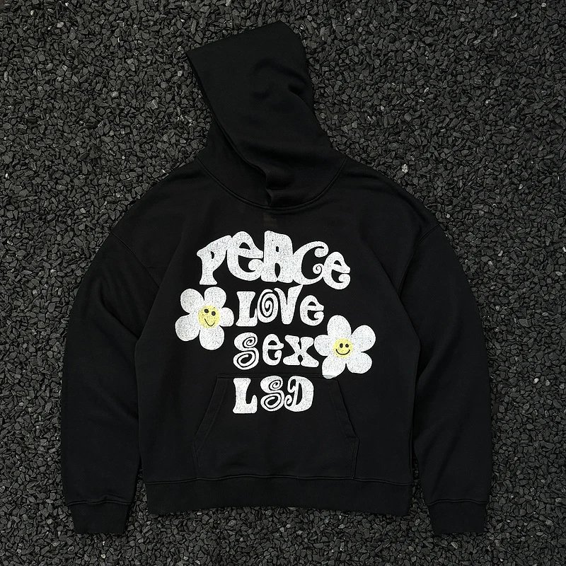 Design Black Flag Distressed Graphic Hoodie Blue Hoodie - 11