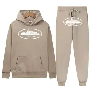Design Shooter Graphic Hoodie and Sweatpants Set Beige - 11