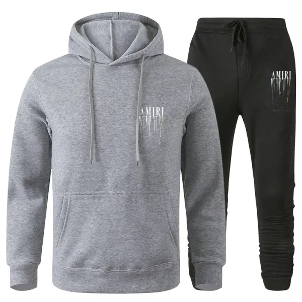 Amiri Drip Logo Hoodie and Joggers Set White - 11
