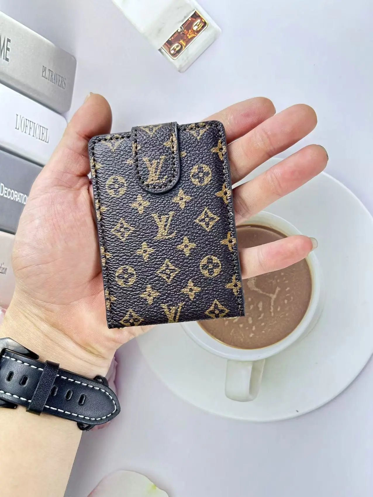 Gucci GG Marmont Card Holder Beige Canvas Wallet - 11