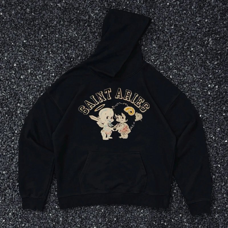 Design Black Flag Distressed Graphic Hoodie Blue Hoodie - 13