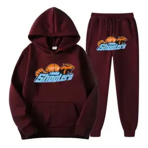 Design Shooter Graphic Hoodie and Sweatpants Set Beige - 14