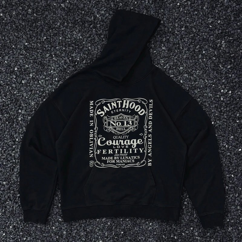 Design Black Flag Distressed Graphic Hoodie Blue Hoodie - 12