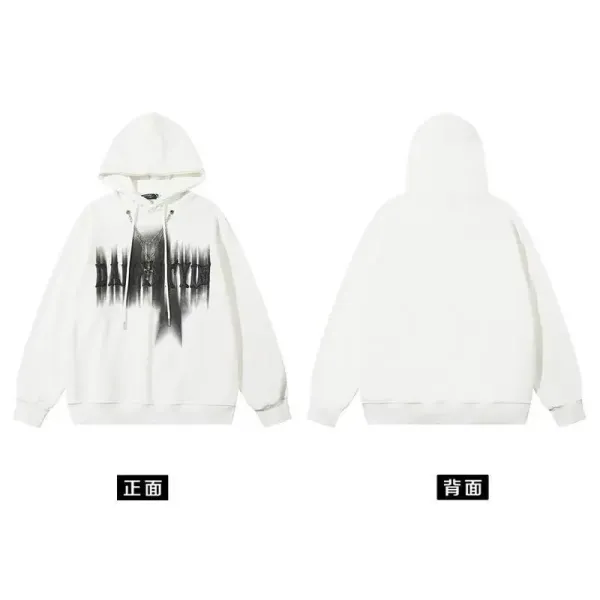 Design Graphic Print Oversized Hoodie Off-White - 11