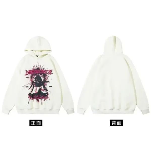 Design Graphic Print Oversized Hoodie Off-White - 15