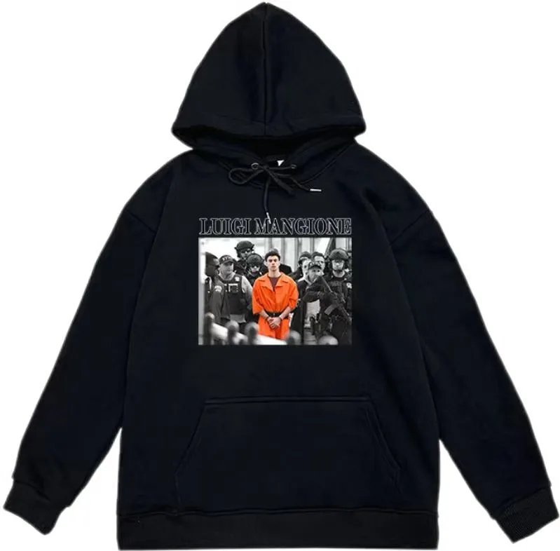 Design Luigi Mangione Portrait Black Hoodie - 13