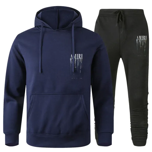 Amiri Drip Logo Hoodie and Joggers Set White - 14