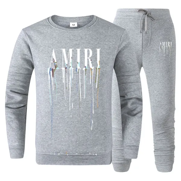 Amiri Drip Logo Hoodie and Joggers Set White - 12