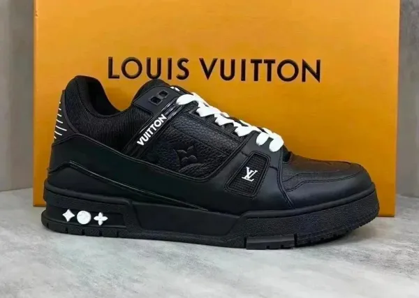 Louis Vuitton Trainer Black Leather Sneakers - 1
